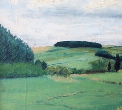 24″ Wide Framed Antique Oil/Canvas Painting of a Belgian Landscape