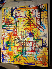 Mixed Media/Abstract Large ( „City-Streets“ ) Modern /Hand paint/orig/24×30