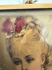 19th Century Minature Water Color Painting of a Wealthy Lady Gold Filled Frame