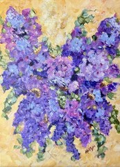 Original Painting Hydrangeas Splendor Lavender Blue Flower blooms 14×11 Canvas