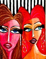 SEXY LADY PAINTING upcycled CB 23 x 14 original SWARTZMILLER DNA SIGNED POP ART