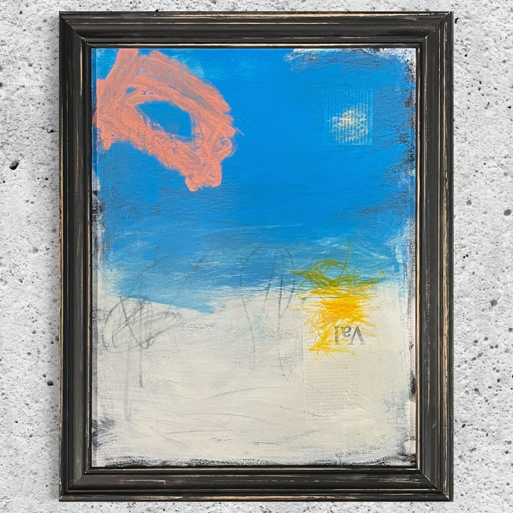 Original Framed Mixed Media Abstract Art Painting „Air Hypothesis“ 17×21 w/ COA