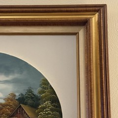 Vintage Oil Painting Nathan Winters Large 31 x 27 Vignette Rustic Night Bridge