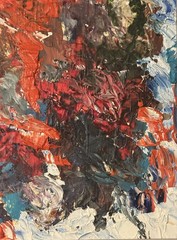 Abstract Heavy Impasto Modernist Colorful Oil Painting Unsigned Wall Art