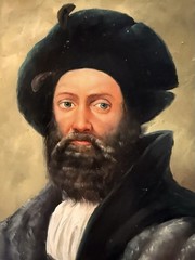 Oil Painting On Board PORTRAIT WEALTHY RENAISSANCE MAN Ornate Gold Frame 17 X 19