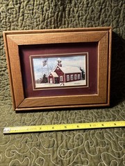 Original Water Color Red Schoolhouse Signed Banczkowski double matted & framed
