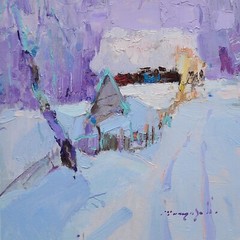 Frosty, 31×32 cm, Cardboard, Painting by Shandor Alexander