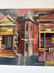 Mid Century Painting Architecture American Regionalism Historic Modernism House