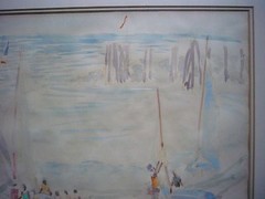 Irene Hoffar Reid (1908-1994) Vancouver Beach Sailing Watercolor 1970 17″ x 13″