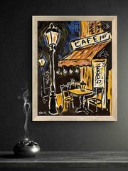 Original Cafe Neo-Expressionist 11×14 Signed Acrylic Canvas Painting