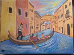 Original Signed 9×12 Venice Canal Bold Acrylic Canvas Impressionist Home Decor