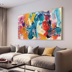 Modern Palette Knife Texture Colorful Abstract Wall Art Oversize Oil Painting#06