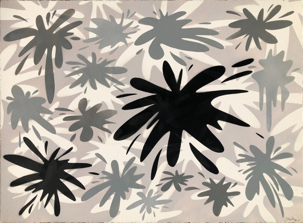 Pop Art Painting John Dempsey Stencil Original Abstract „Grey-works“