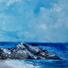 YARY DLUHOS Beach Ocean Seashore Seaside Coastline Original Art Oil Painting