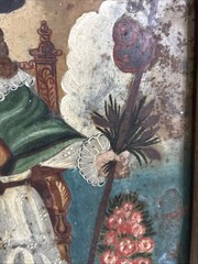 19th Century Retablo Antique Mexican Oil on Tin Painting Holy Child of Atocha