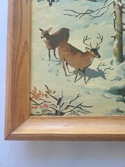VINTAGE 60’S CRAFT MASTER Paint by Number „Stag and Doe on Snowy bank“