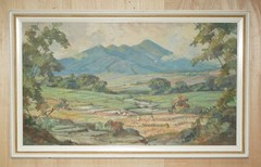 LARGE 83X132CM ERNEST DEZENTJE FRENCH JAVANESE DUTCH 1885-1972 OIL PAINTING