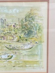 Alfred Birdsey Watercolor Abstract Art Painting Boston Public Garden Swan Boats