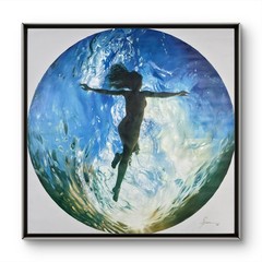 Realistic painting. Original „Suspension of the Soul“. Oil on canvas. 55×55 in