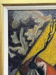 MID CENTURY PAINTING SURREALIST LANDSCAPE MODERNISM MEXICAN VOLCANO MEXICO LOCO