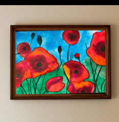 Red Poppy Flower Wall Art Original Watercolor Painting Small Floral Decor 5×8