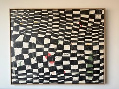 48x60in Acrylic on Canvas by NYC Contemporary Artist with Maple Floating Frame