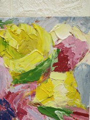 Original oil painting Pink Yellow tulips flower Artwork Still life wall art 9×7