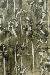 ABSTRACT MID- CENTURY ACTION PAINTING MIXED MEDIA
