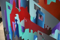 Stan Solomon ‚Crosstown Puzzle‘ (Aztec City) _Acrylic 4’H x 6’W on Canvas  