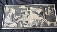 Vintage Picasso Guernica On Panel Board Wood Frame 37 X 17”