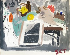 Original Signed Abstract Still Life Painting 16×20 Canvas Surreal Modern Art SCT