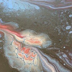 Acrylic Pour Painting Blue Red Black Abstract on canvas original