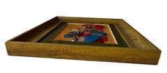Handcrafted 3D Leather Art Of Mongolian Woman Walnut Frame Traditional Clothing