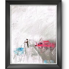 Catching Fish In The Rain Bold Color Modern Abstract Art Original Canvas 11×14