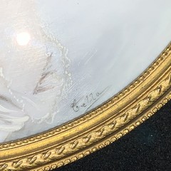 Antique Miniature Portrait/Lady/Gilt Bronze Frame/France C.1900/Signed Zella