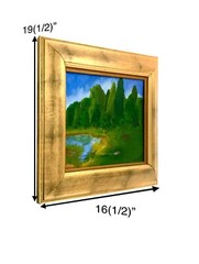 Painting Pond and Trees Natural Landscape Scenery Oil on Canvas Signed Art Decor