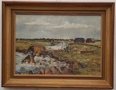 Oil painting oil painting masterpiece people sea seafaring village 487