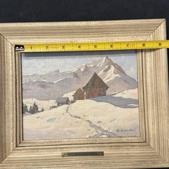Original Eric Riordon Oil On Panel Snow Scene 8 x 6” Framed
