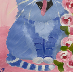 Blue Cat Original Cat Painting „A Little Bit of Happy“