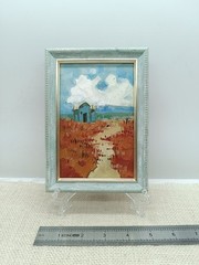 Autumn nature Oil painting Original art Rural landscape meadow 4 x 6 inches