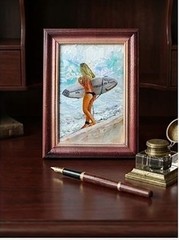 Surfer Girl Oil Painting Original Beach Wall Art Impasto Female Surfing Canvas