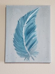 Handmade Painting Acrylic Wooden Frame 10×8 in Decor Art Feather