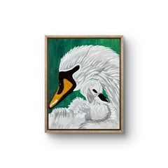 MER ORIGINAL FARMHOUSE BABY AND MAMA LOVING SWANS HOME DECOR CANVAS ART 11X14