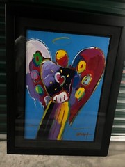 Original Peter Max Heart Angel #324627 size framed: 40 w x52 hinches