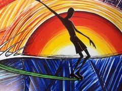 Laid Back at Dawn Surf Art by Bob Langston, Signed 18×24 Print 2014
