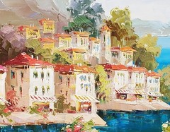 Mediterranean View, #6FMD-5, 36″x48″- 100% Hand painted Oil Painting on Canvas
