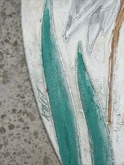 2 Vintage Signed Original Coastal Beach Textured Art Bird Heron Bird Cat Tails