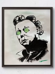 Killer Facial Mike Myers Parody Abstract Acrylic Original Art 14×11 Paper