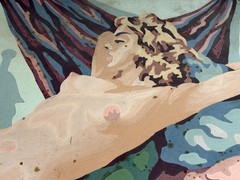 Vintage 1950s Nude Paint By Number Woman Reclining 16” x 12” Mid-Century
