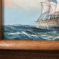 Vintage Sailing Ship Painting Nautical Sailboat by Pete Rogers Signed 8” X 10”